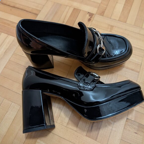 BLACK CHUNKY BLOCK HEELS - Picture 2 of 6